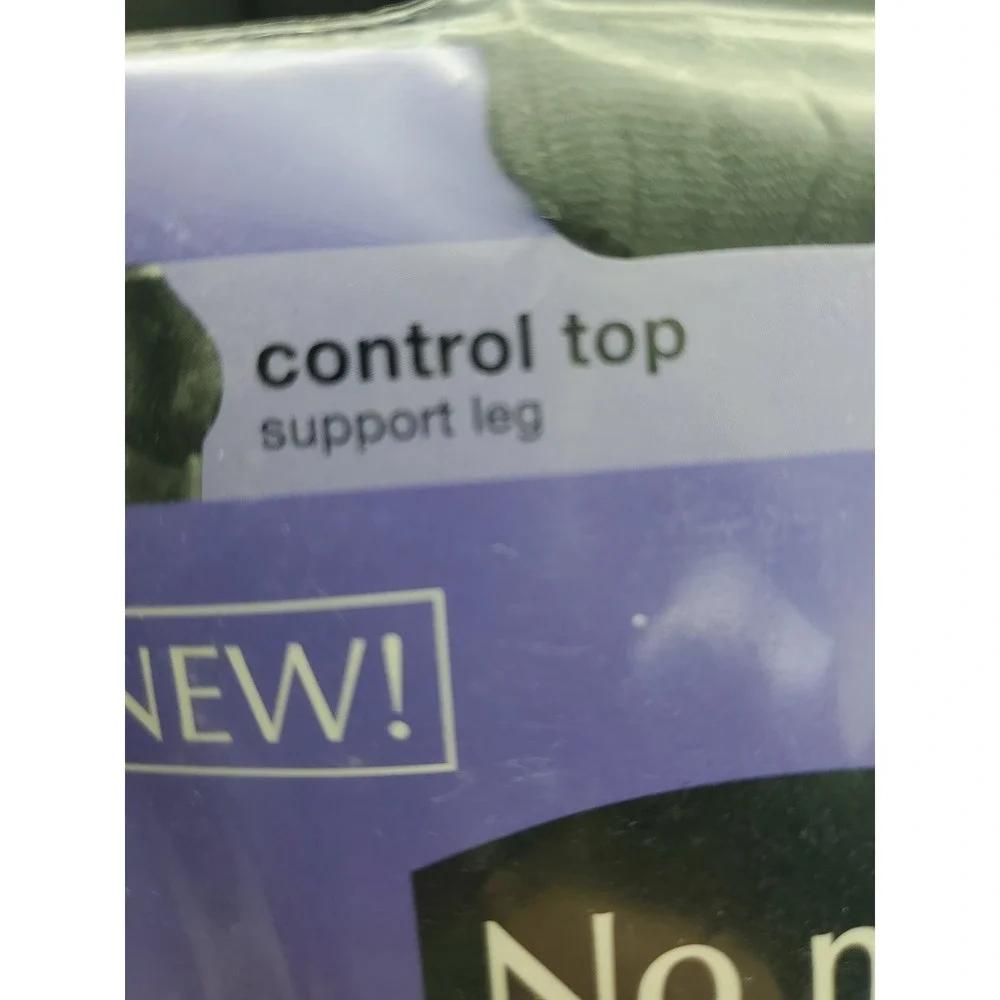 No Nonsense Support‎ Leg Pantyhose Control Top Sheer Toe Off Black Sz B USA Made